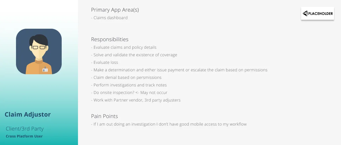 Persona: claims adjuster, a cross-platform user