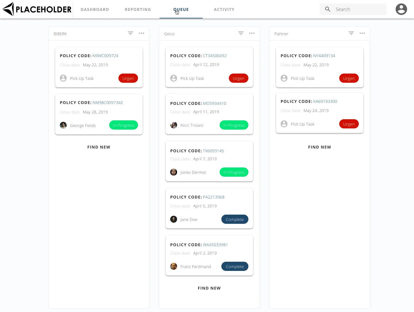 Prototype: queue as kanban columns