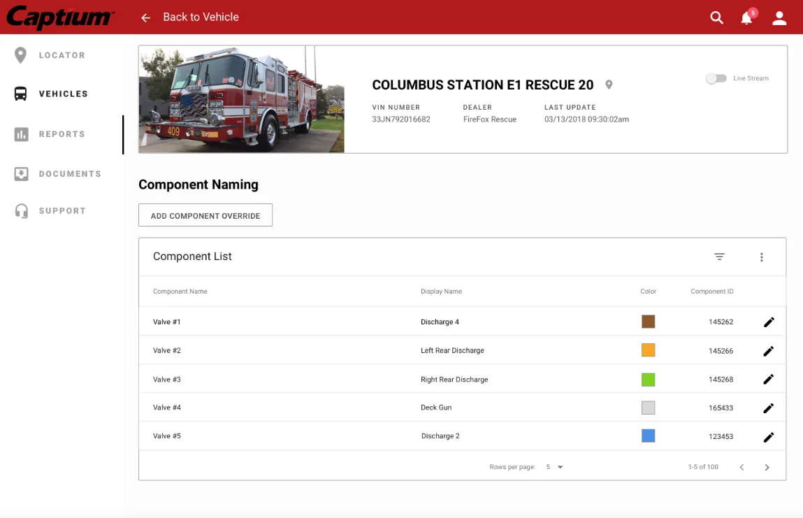Component naming: assign display names and colors to valves